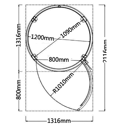 Technische Zeichnung mit horizontalem Schnitt des turbolifters 1316